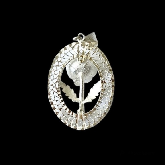 925 Sterling Silver Pendant Floral - Picture 5 of 7